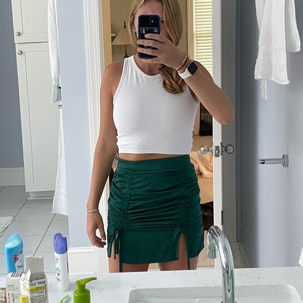 Superdown green mini skirt